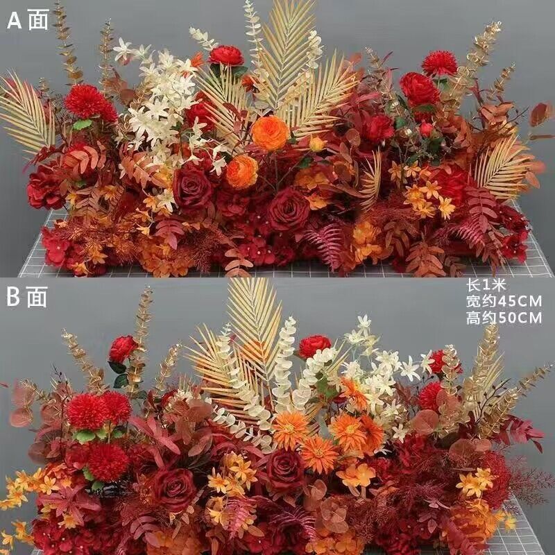 結婚祝いの大きいタイプの花を並べて絹の花の完成品の装飾をシミュレーションします。|undefined