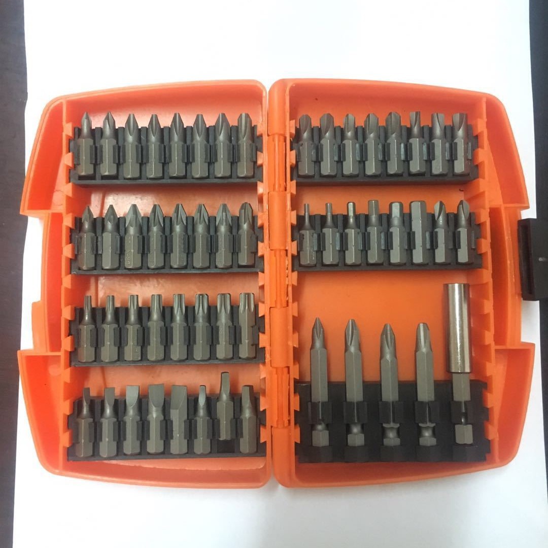 塑盒装53件套批头批咀电动螺丝刀接杆套筒组套 十字一字梅花批头