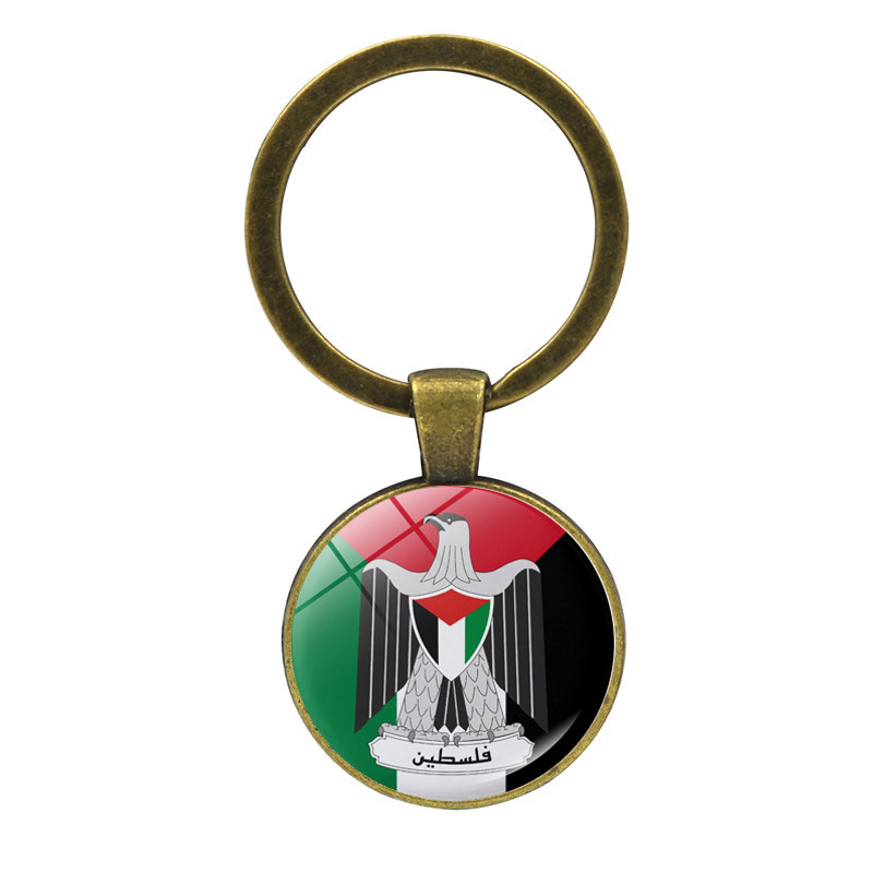 Llavero colgante de cristal de la bandera palestina Palestina anti-guerra paz colgante llavero