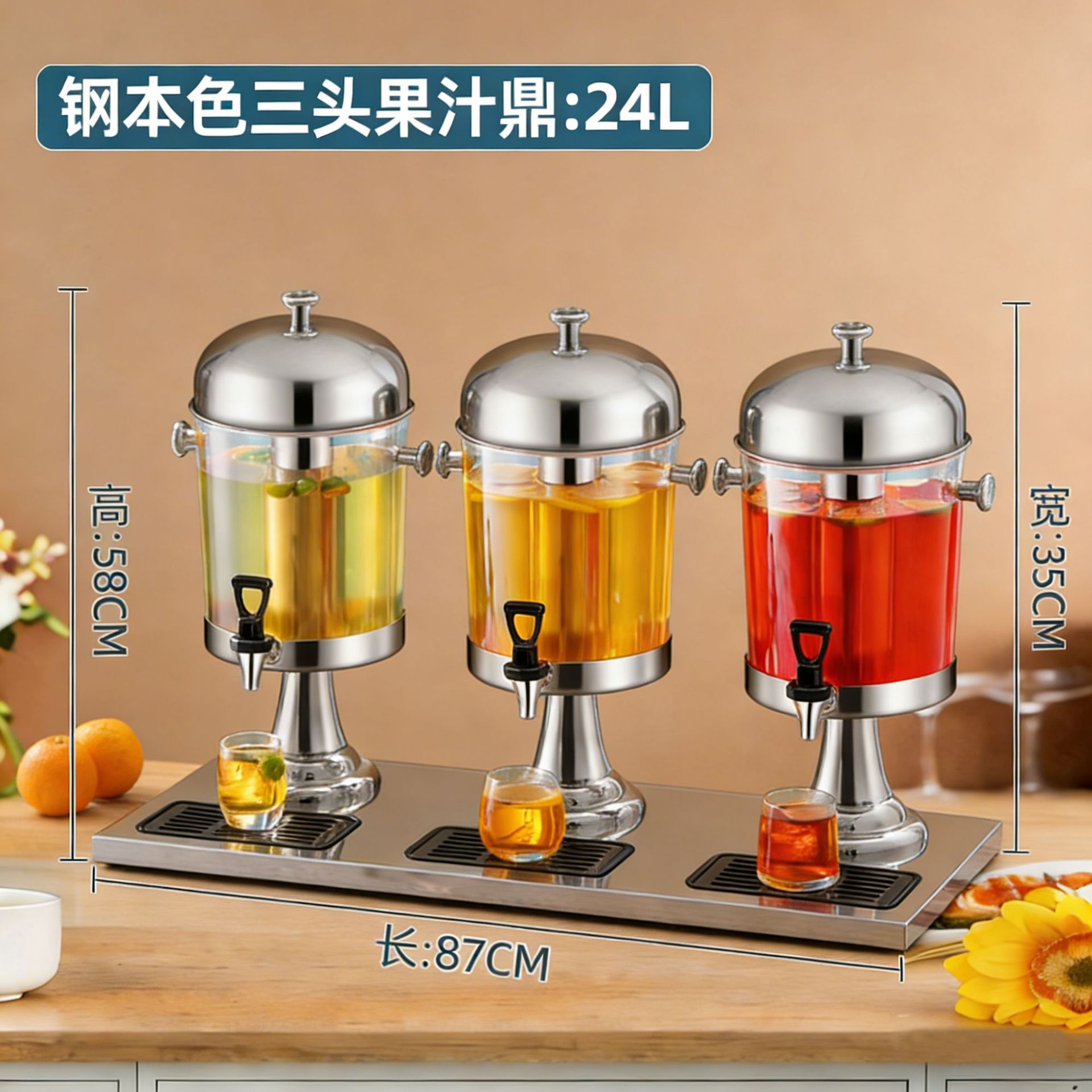Máquina de bebidas de barril de jugo buffet engrosada máquina de jugo de acero inoxidable de gran capacidad bebida transparente comercial Dingxiang barril de aceite image 9