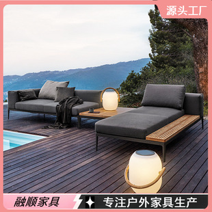 Scandinavian Outdoor Courtyard Garden House Balcony Open-Air B&B Waterproof Outdoor Leisure Rattan Teak Combination Sofa