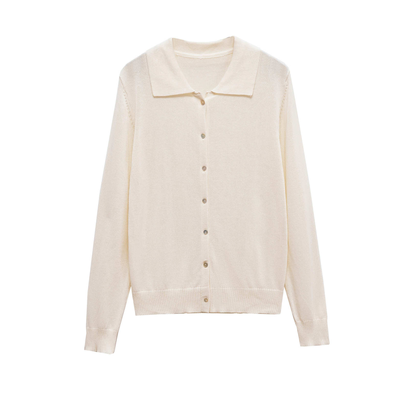 2025秋季新款女装 欧美风时尚平针简约舒适POLO领针织开衫2142094