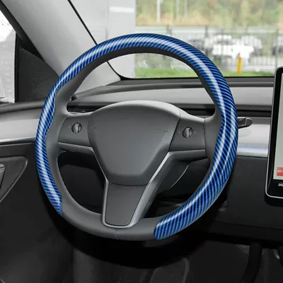Steering wheel cover wear-resistant, interior modification - 5d-carbon-fiber-blue-38cm