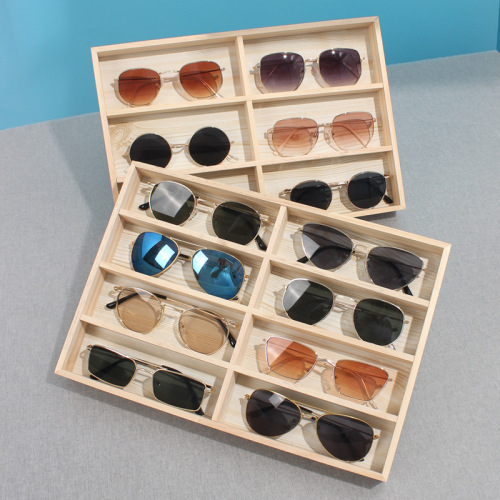 High-Grade Wooden Eight-Compartment Sunglasses Box Display Box Storage Box Six-Compartment Multi-Compartment Tray Sunglasses Box Eyeglasses Box Wholesale