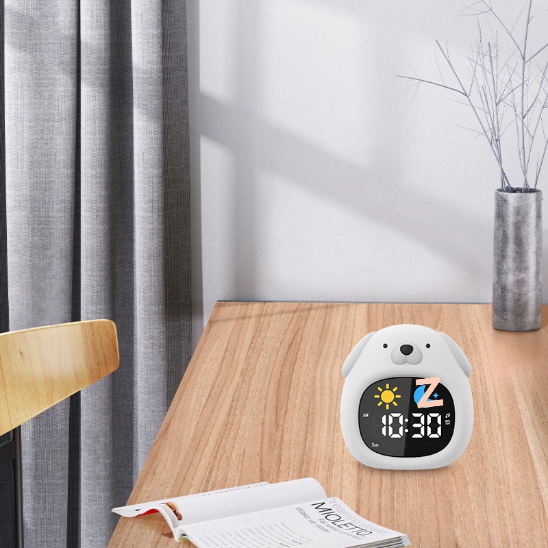 흰 개 흰색 소음 알람 시계 빛