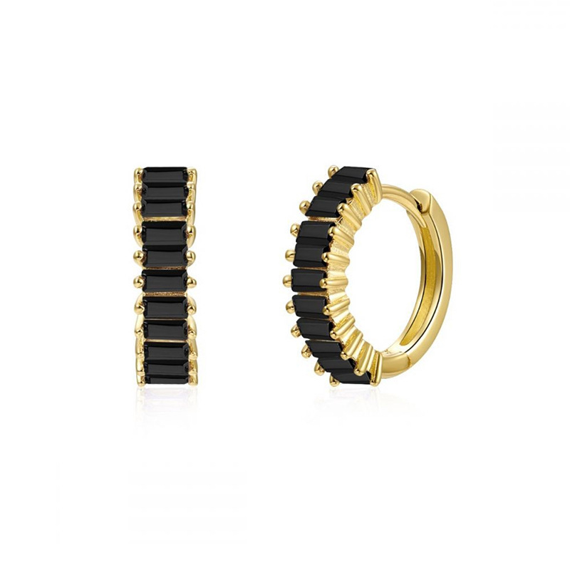 10g Weight PVD Coated Gold Plating Process 925 Sterling Silver Ear Needle Material 18K Real Gold Plated Plating Material Artificial Gemstones Inlay Material Earrings Classification Wedding, Travel Occasion Copper Material Geometric Pattern Women'S Gender Retro Style Fashion Black Zircon Geometric Round Copper Earrings 无