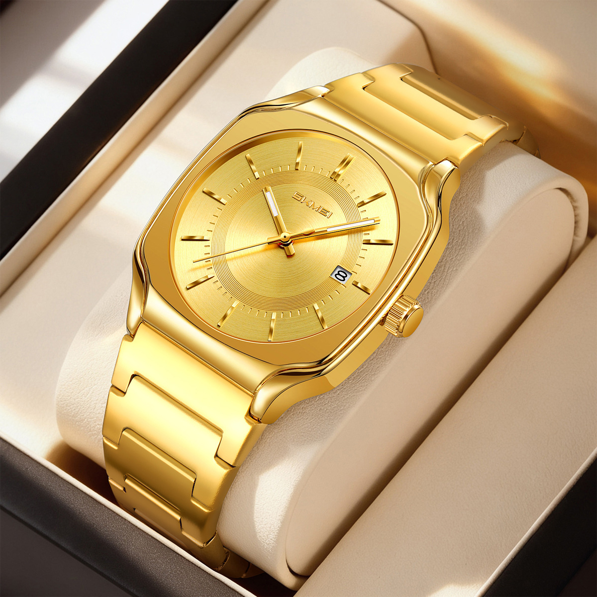 Momento de relojes de hombre calendario de negocios transfronterizo spot relojes de hombre acero noctilucente impermeable fábrica de relojes de cuarzo al por mayor