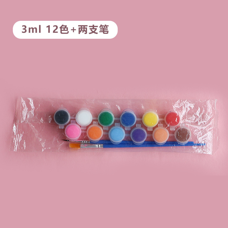 批发儿童丙烯颜料12色套装6连体学生美术画画涂色石膏娃娃颜料条