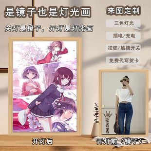 Cartoon Kato Hui mirror lighting painting passers-by female owner's cultivation method creative design sense atmosphere lamp painting gift