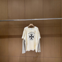 Grailz project gr連名MFM 24ssは古い汚れ染めをして偽の3つの長袖tシャツをつなぎます。