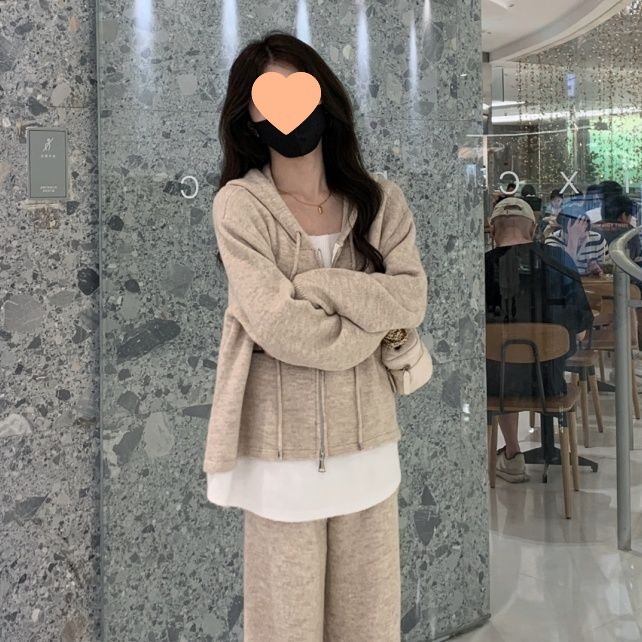 2025年春秋季套装女新款休闲时尚假两件开衫卫衣宽松阔腿裤两件套|undefined
