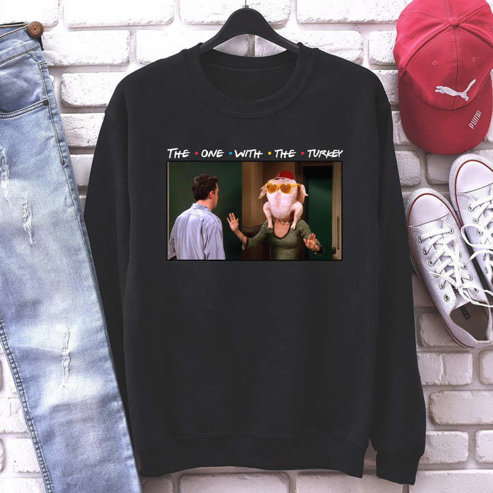 Friends Thanksgiving Sweatshirt Funny Turkey Graphic Hoodie