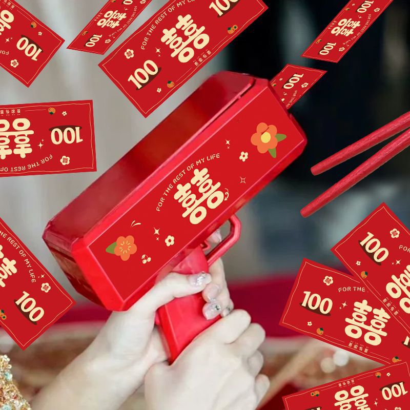 Wedding Game Props Money Spray Gun Chopsticks Money Clip Wedding Money Gun Atmosphere Dressing Gown Photo Tool