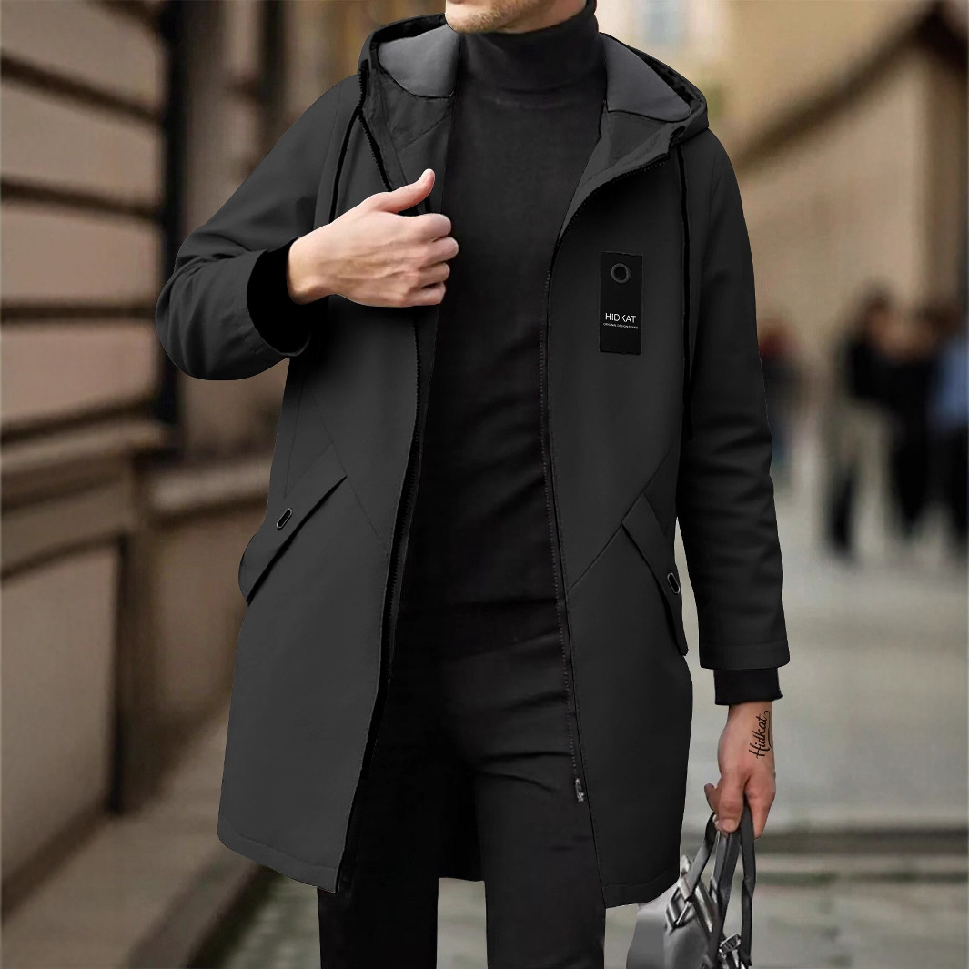 아마존 크로스보더 유럽 코드 남성용 윈드 브레이커 중간 길이 비즈니스 재킷 봄, 가을 슬림 후드 캐주얼 재킷