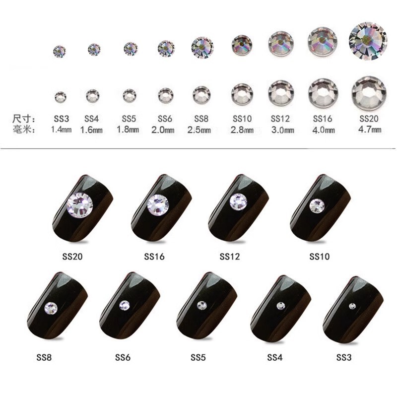 Flat-Back Rhinestones for Nail Art, Transparent White Rhinestones, Czech Rhinestones, Various Sizes, Round K9 Super Shiny Decorations, Ab Iridescent Wearable Nail Glass Rhinestones Flat-Back Rhinestones for Nail Art, Transparent White Rhinestones, Czech Rhinestones, Various Sizes, Round K9 Super Shiny Decorations, Ab Iridescent Wearable Nail Glass Rhinestones