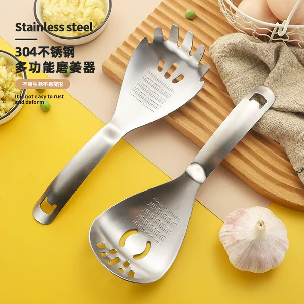 316 stainless steel multi-function cooking spoon ginger grinding spoon 304 multi-function potato squeezer egg white separation spoon