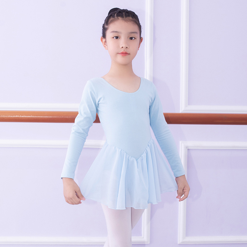 Traje de práctica de danza para niñas, traje de examen de danza china de otoño de manga larga, vestido de ballet, leotardo de una pieza de manga corta para niñas.