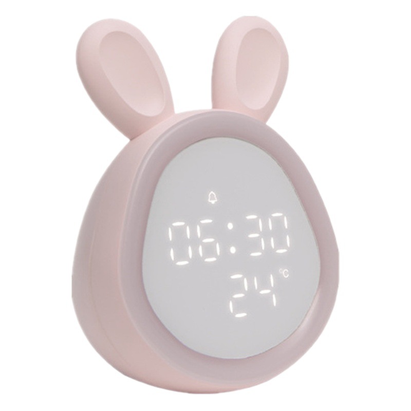 Despertador Conejo LED Recargable con Números Luminosos y Luz Nocturna, Diseño Infantil, Reloj Digital