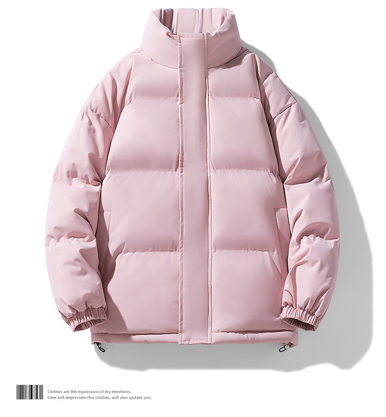 Men's Winter Couple Stand Collar Outdoor Cotton Coat Thickened Warm Solid Color Trendy Brand Plus Size Puffer Jacket_voghion.com