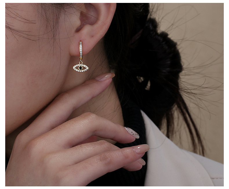 Devil'S Eye Pattern 1 Pair Lady Devil's Eye Copper Plating Inlay Zircon Drop Earrings