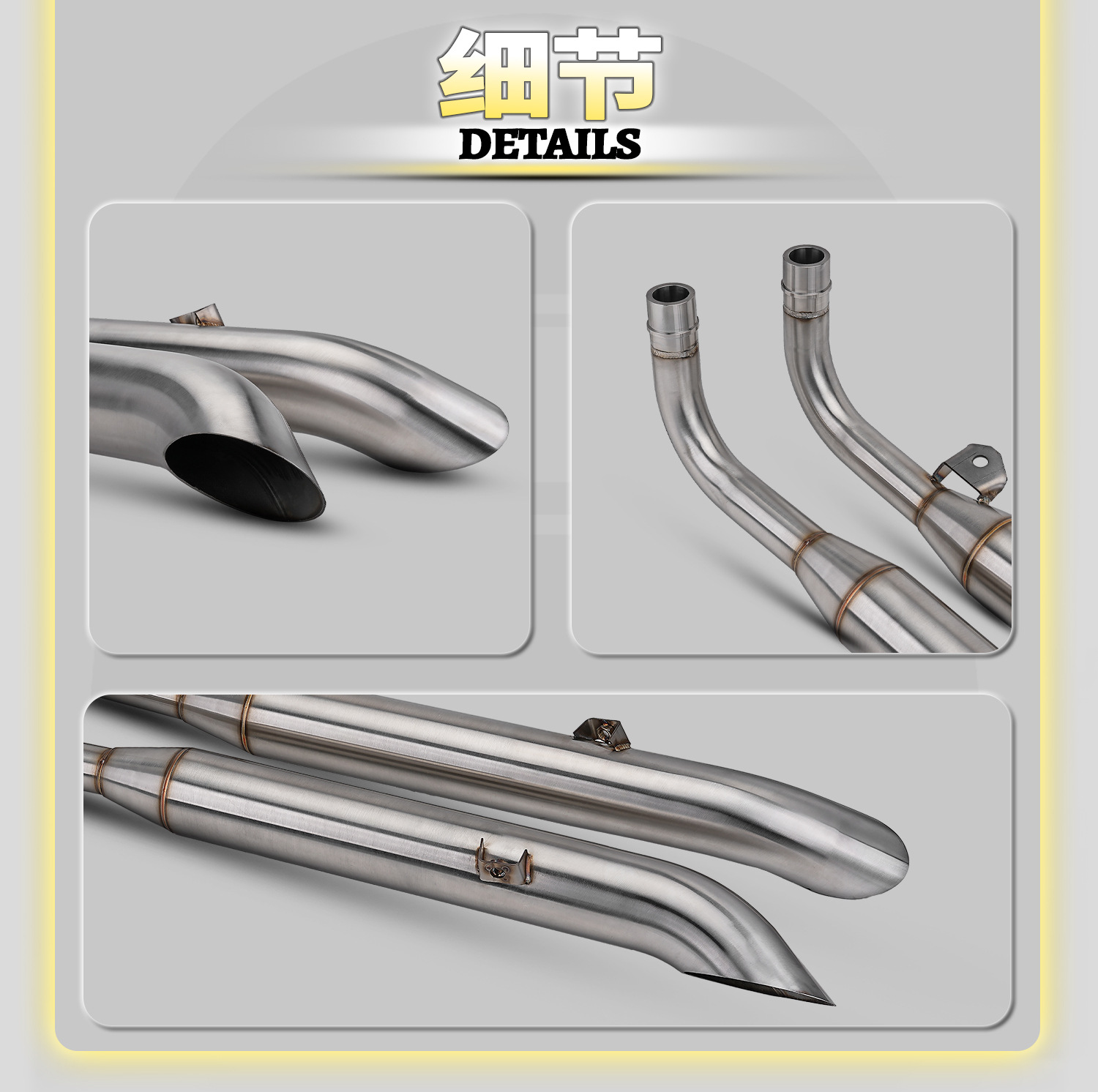 Triumph Bobber/T100/T120 motorcycle exhaust pipe modification: direct-fit stainless steel tailpipe, no damage to the original system