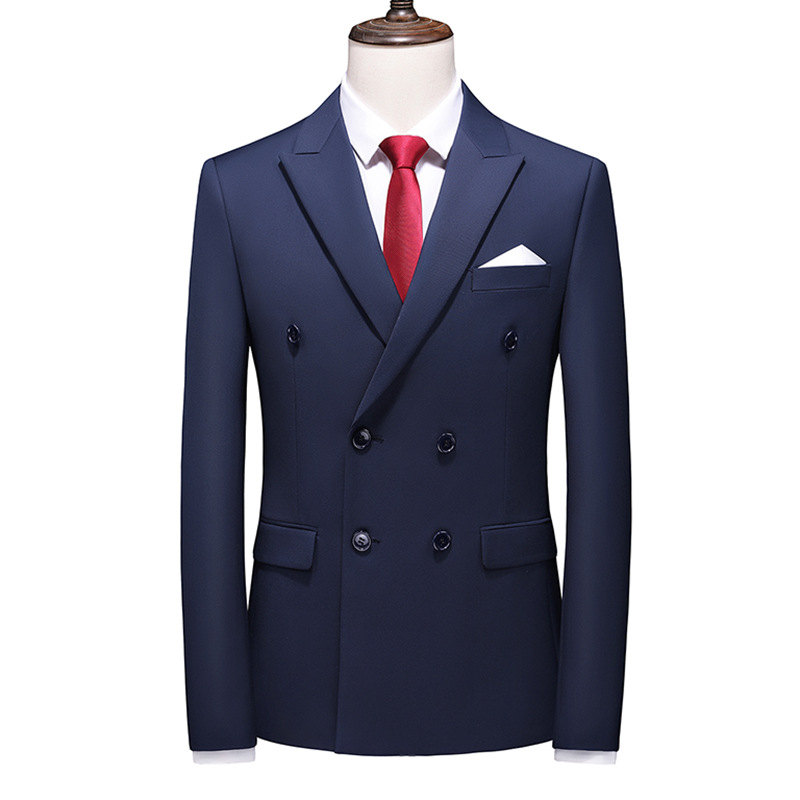 2020 Comercio exterior otoño más tamaño hombres SLIM-Fit color sólido doble fila traje de dos botones estilo coreano 10-color traje SLIM-Fit para hombres