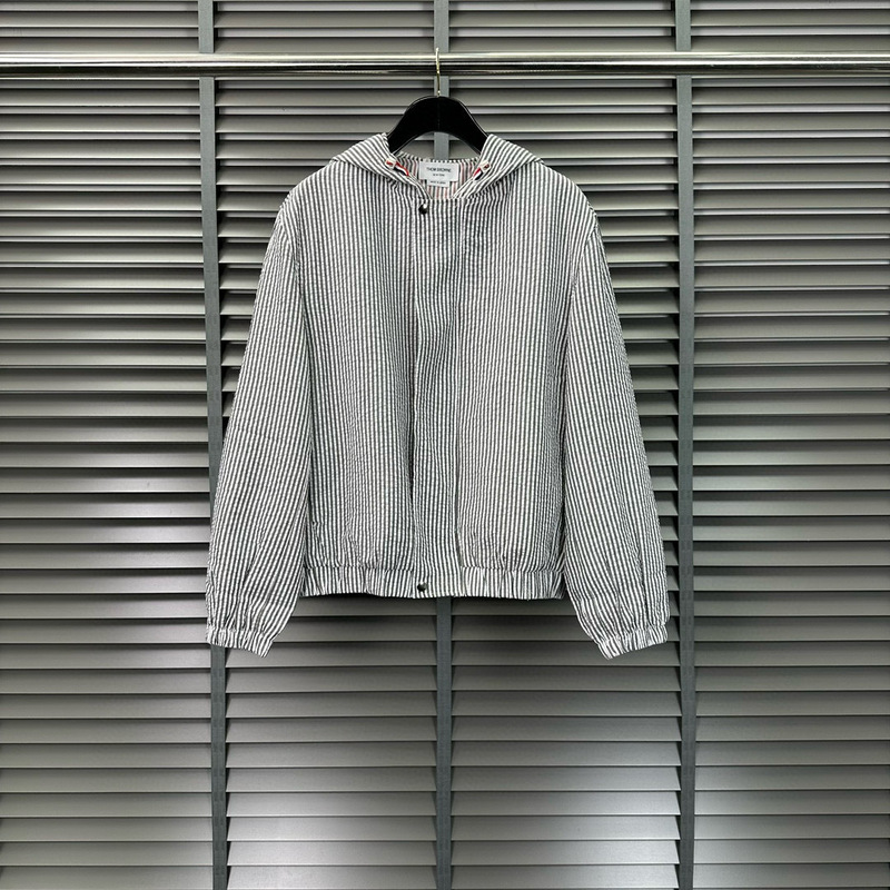 TB jacket seersucker outer button inner zipper sports windproof casual all-match top men's and women's same long sleeve coat