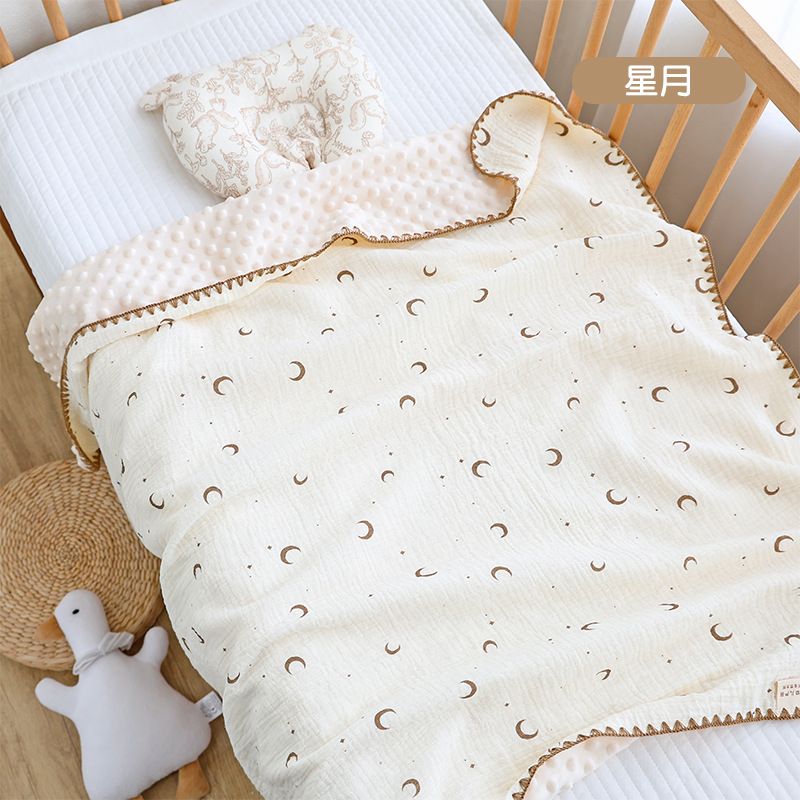 Venta al por mayor de dibujos animados Cuatro Estaciones edredón de bebé crepe manta de frijol recién nacido niños kindergarten edredón de bebé