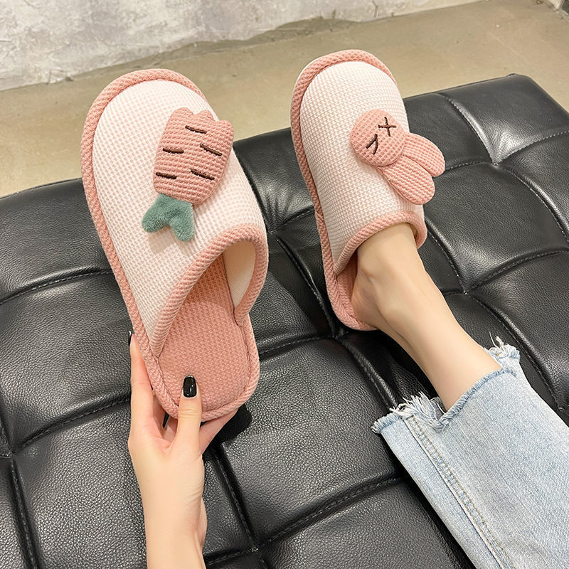 Cotton Slippers for Women Autumn and Winter 2024 New Indoor Home Non-Slip Soft Bottom Plush Warm Pregnant Women Confinement Slippers