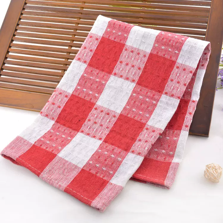 涤棉色织厨房巾洗碗巾家用吸水抹布 简约格子平布茶巾跨境货源
