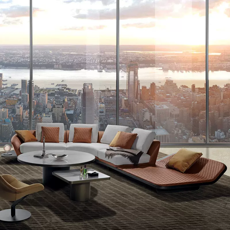 意式轻奢布艺沙发设计师异形转角沙发大平层客厅法拉利沙发组合