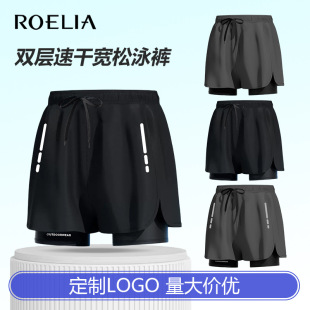 Swimming Trunks Men's Anti-embarrassment Double-layer Quick-drying Flat Angle Men's Hot Spring Swimming Equipment Swimming Suit Men's Suit 2025 New