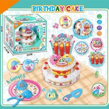 双层生日蛋糕（音乐灯光）仿真蛋糕玩具灯光生日蛋糕套装甜品蛋糕