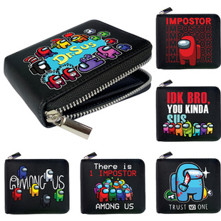 Among us peripheral student male and female PU fold leather wallet short wallet cartoon game card bag coin purse