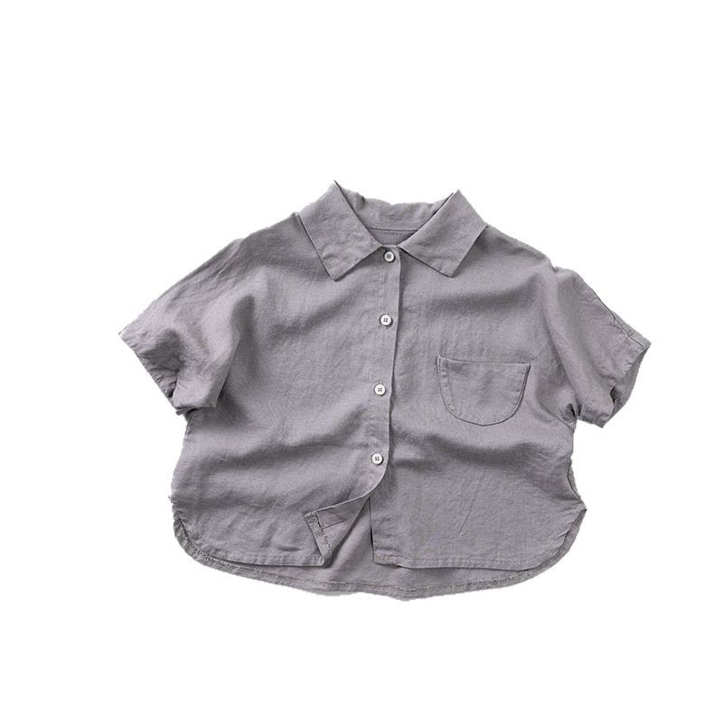 Camisa de manga corta para niños 2025 verano nueva camisa de bebé para niños y niñas estilo coreano tendencia suelta chaqueta japonesa delgada