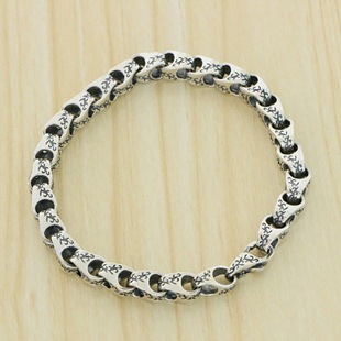 Sterling Silver Jewelry S925 Sterling Silver National Trend Cool Stylish Domineering Bracelet Rattan Grass Pattern Chain Body Trendyy Fashion Rough Chain
