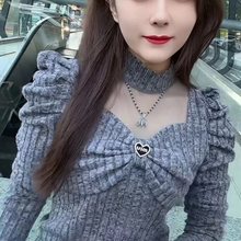 法式蝴蝶结衬衫女早秋新款显瘦打底网红修身时尚气质长袖百搭上衣