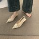 French High-grade Warm and Soft Style Evening Shoes Kitten Heeled Toe Sandals Women's Shoes 2025 New Rear Empty Shoes