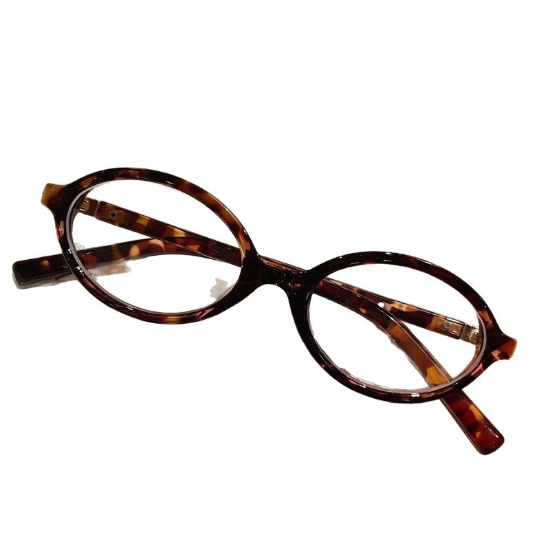 Cross-Border New Style Eyeglass Frames, Nerd-Style Prescription Glasses, Oval Non-Prescription Glasses, Small Frame Korean Style Tiktok Live Glasses Frames for Women