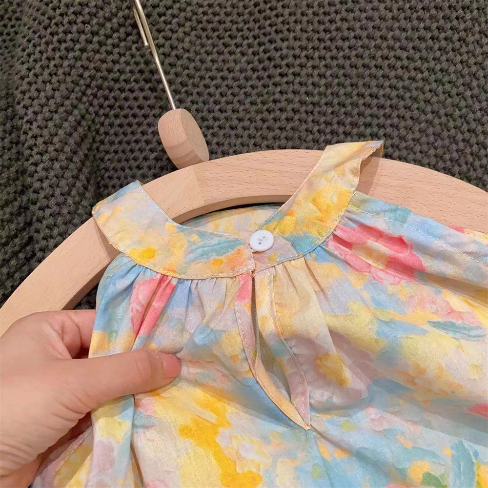 Xianning Seven Girls Optimización de flores Cuello redondo Vestido de chaleco de princesa de estilo occidental 2023 Falda de tirantes floral de verano