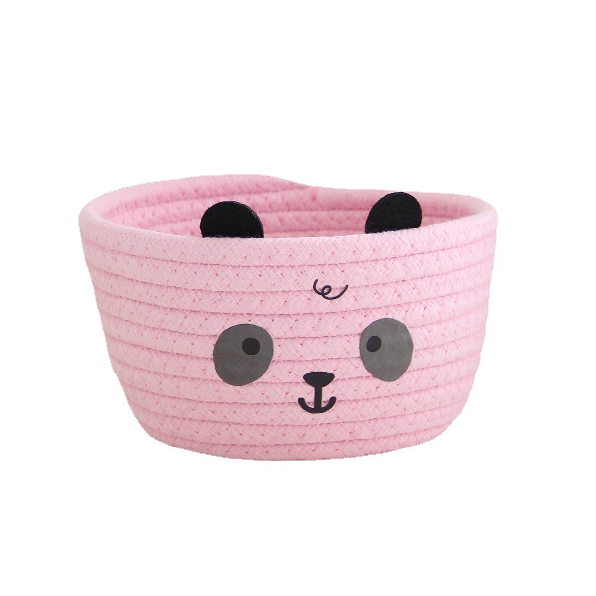 Oso caja de almacenamiento de cuerda de algodón tejida a mano cesta de almacenamiento de escritorio imitación ratán dibujos animados creativo almacenamiento lindo