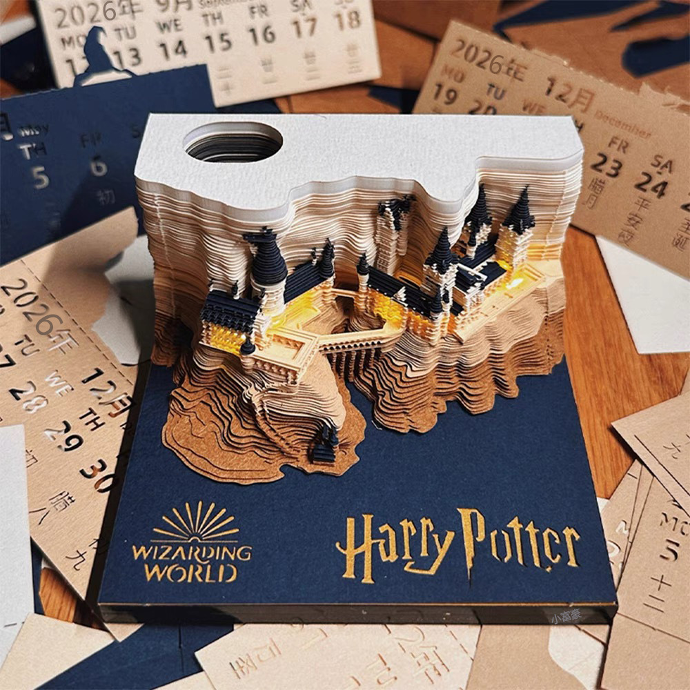 Notas adhesivas Hart Magic Castle 2026, notas tridimensionales, papel creativo tallado en 3D, calendario semanal, Castillo de Hogwarts de Hart