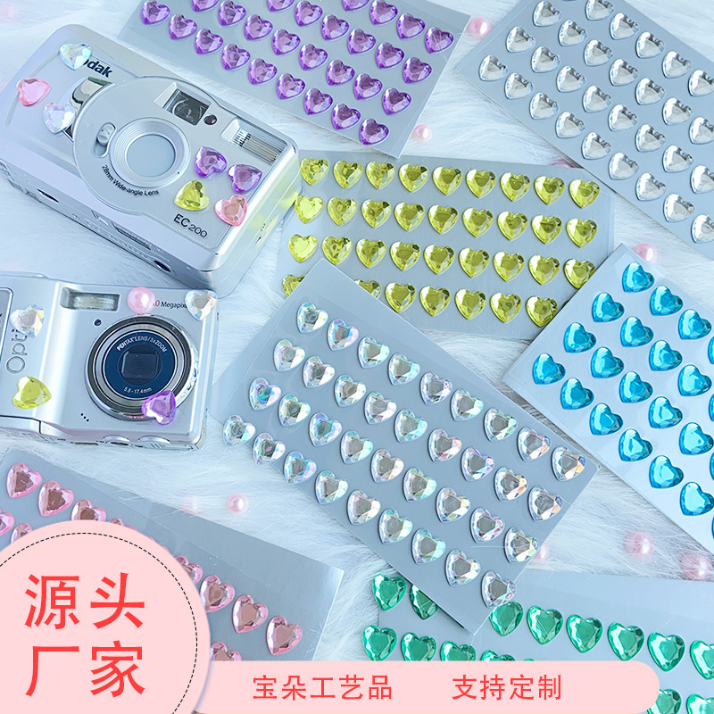Popular Ins Style Gemstone Diamond Stickers Acrylic Diamond Stickers Girl DIY Diamond Stickers Heart Diamond Stickers