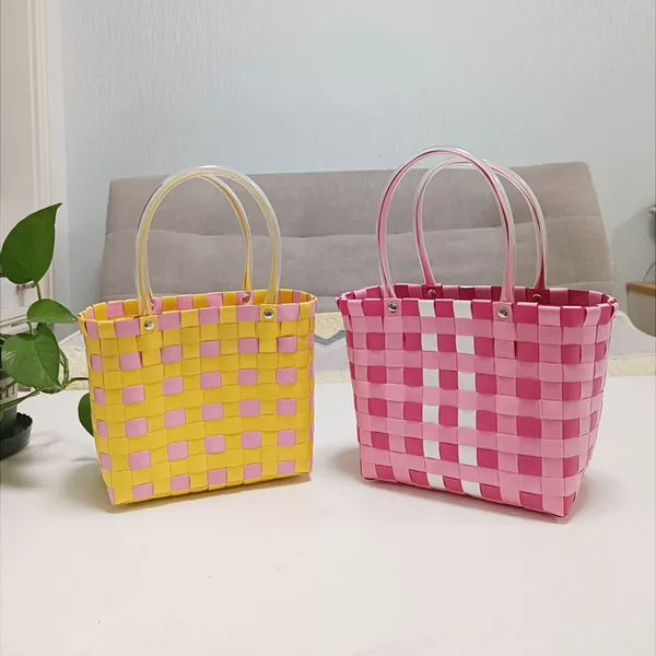 Colorful Basket Woven Basket Cute Children's Bag Portable Women's Bag Niche Handmade Bag Baby Basket
