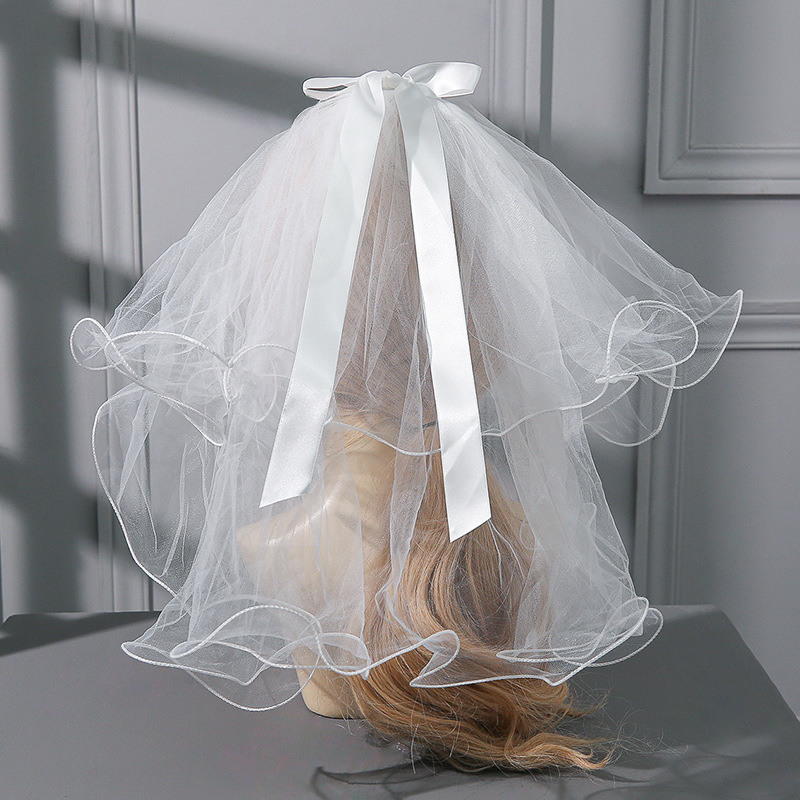 2023 New Headscarf Photography Props for Brides, Engagement, Proposal, Marriage Registration, Long-Sleeved Children's Performance White Gown