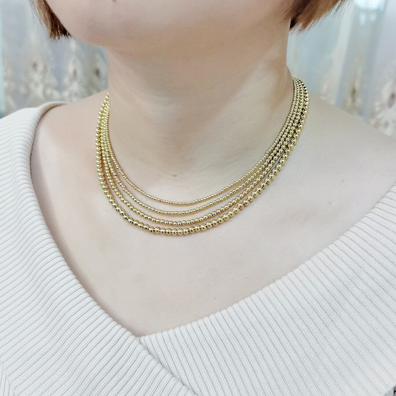 Plating Design Retro Ball Solid Color Stainless Steel Plating Gold Plated Necklace