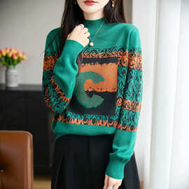 双股羊毛镶钻毛衣女秋冬奢华感 手工钉珠针织衫聚会战袍修身上衣