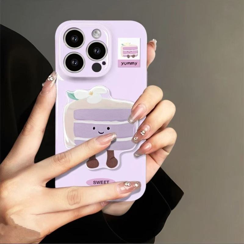 立体紫色蛋糕挂绳适用苹果16华为oppo小米vivo荣耀iPhone15手机壳|undefined