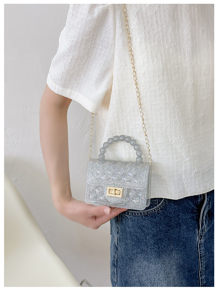 157g Weight Polyester Lining Material Flip Cover Closure Type Single Shoulder Strap Strap Type Jelly Bag Bags Type Casual, Holiday Occasion PVC Material Solid Color Pattern All Seasons Season Women's Gender Basic, Classic Style Style Square Shape Small Size Women's Small PVC Solid Color Basic Classic Style Square Flip Cover Jelly Bag 33