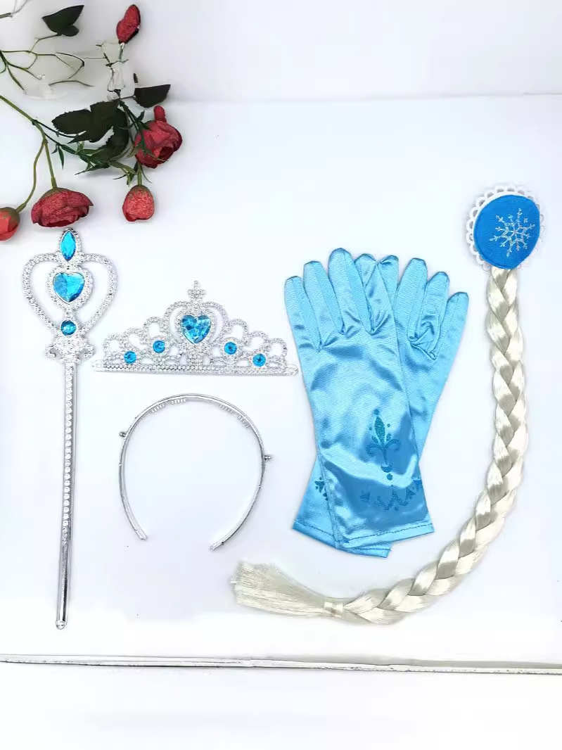 Niños Elsa varita mágica corona peluca trenzada juego de rol set de 4 piezas autorizado por Disney franquicia transfronteriza